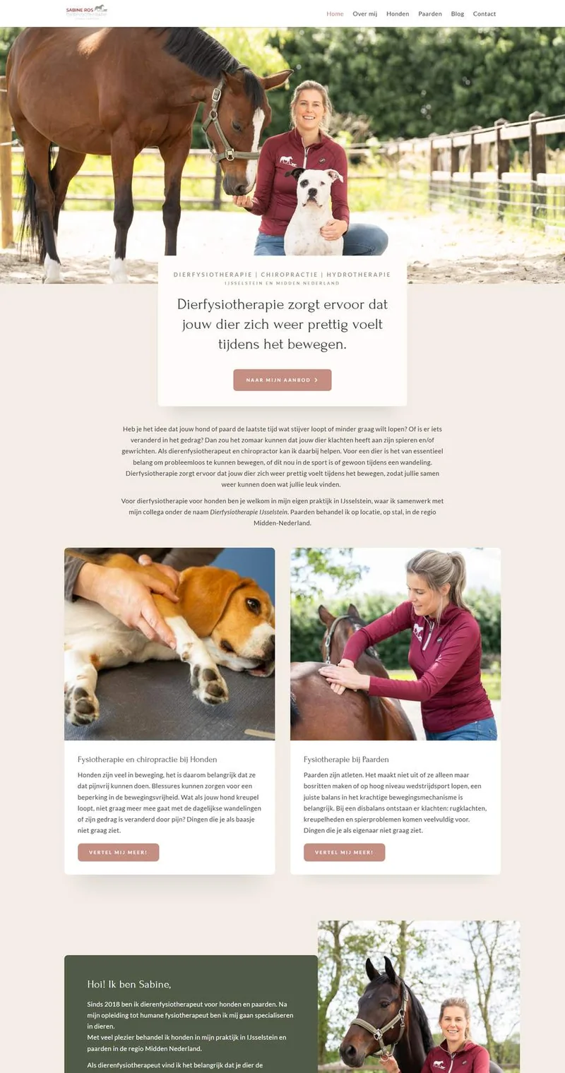 De website van Sabine Ros Dierfysiotherapie