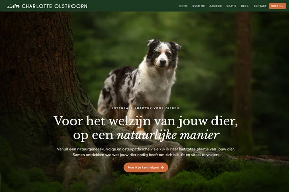 Website van Charlotte Olsthoorn, gemaakt met de templates van Digitale Pootjes