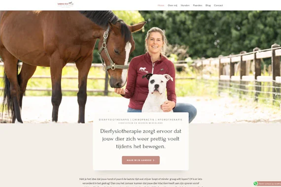 Website van Sabine Ros Dierfysiotherapie, gemaakt met de templates van Digitale Pootjes