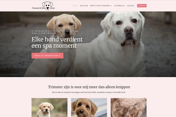 Website van Trimsalon De Weissneusjes, gemaakt met de templates van Digitale Pootjes
